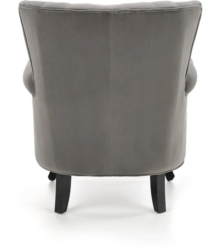 Fotel tapicerowany Titan welurowy na drewnianych nogach do salonu popielaty