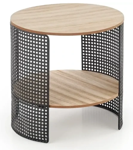 Stolik kawowy Trafica 41 cm ława okrągła z dolną półką naturalny/czarny