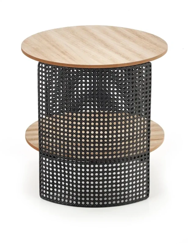 Stolik kawowy Trafica 41 cm ława okrągła z dolną półką naturalny/czarny