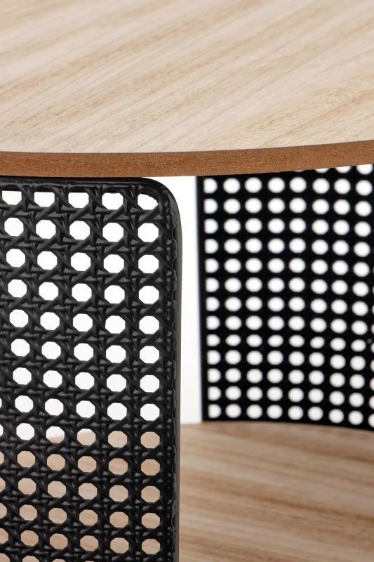 Stolik kawowy Trafica 41 cm ława okrągła z dolną półką naturalny/czarny