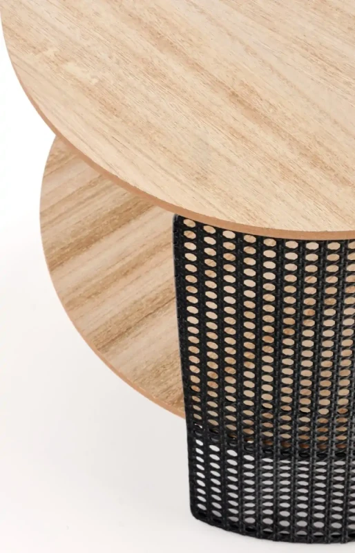 Stolik kawowy Trafica 41 cm ława okrągła z dolną półką naturalny/czarny