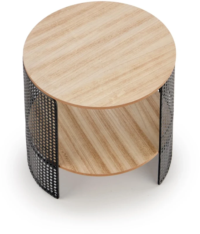 Stolik kawowy Trafica 41 cm ława okrągła z dolną półką naturalny/czarny