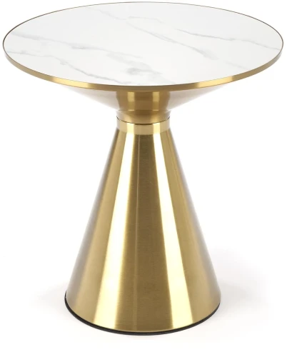 Stolik kawowy Tribeca 50 cm ława okrągła blat ceramiczny biały marmur / złoty