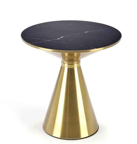 Stolik kawowy Tribeca 50 cm ława okrągła blat ceramiczny czarny marmur / złoty