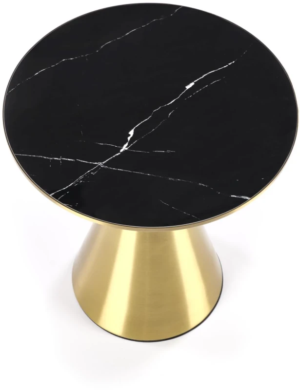 Stolik kawowy Tribeca 50 cm ława okrągła blat ceramiczny czarny marmur / złoty