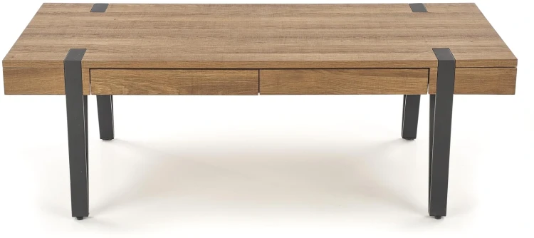Stolik kawowy Tuluza 120 cm z szufladami do salonu orzech miodowy/czarny