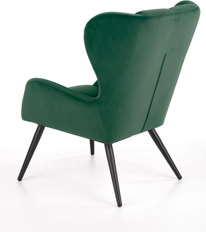 Fotel wypoczynkowy Tyrion 75 cm nowoczesny tapicerowany tkaniną aksamitną do salonu ciemny zielony