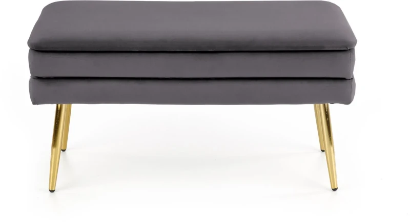 Ławka tapicerowana Velva 78 cm z funkcją pojemnika do przedpokoju popielaty/złoty