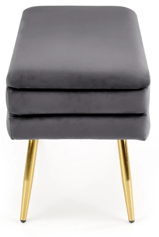 Ławka tapicerowana Velva 78 cm z funkcją pojemnika do przedpokoju popielaty/złoty