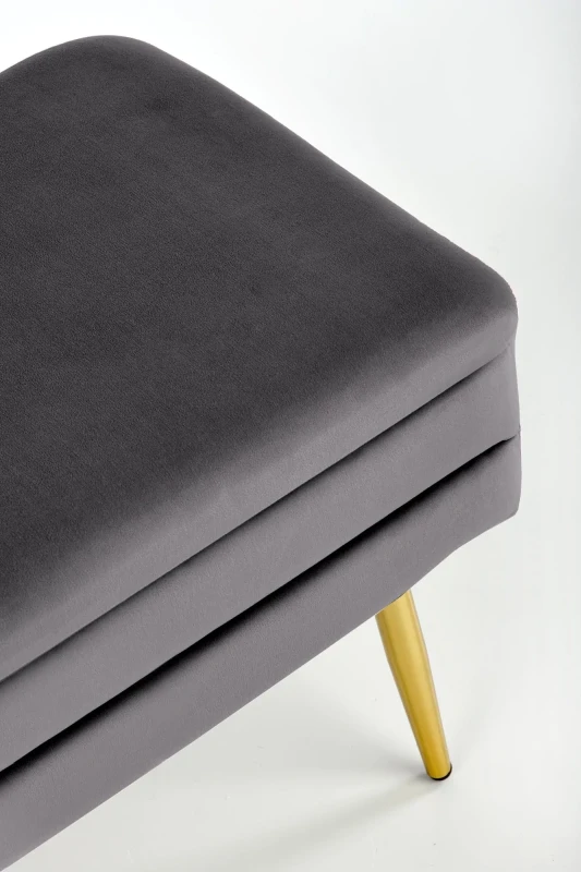 Ławka tapicerowana Velva 78 cm z funkcją pojemnika do przedpokoju popielaty/złoty