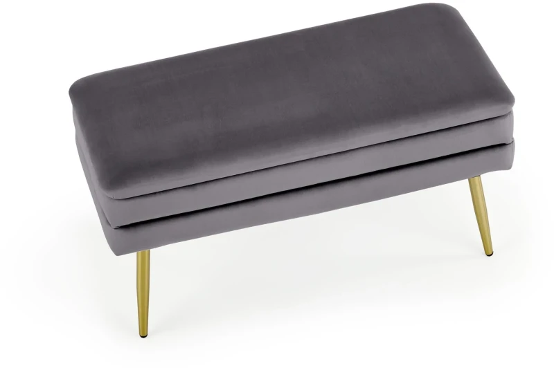 Ławka tapicerowana Velva 78 cm z funkcją pojemnika do przedpokoju popielaty/złoty