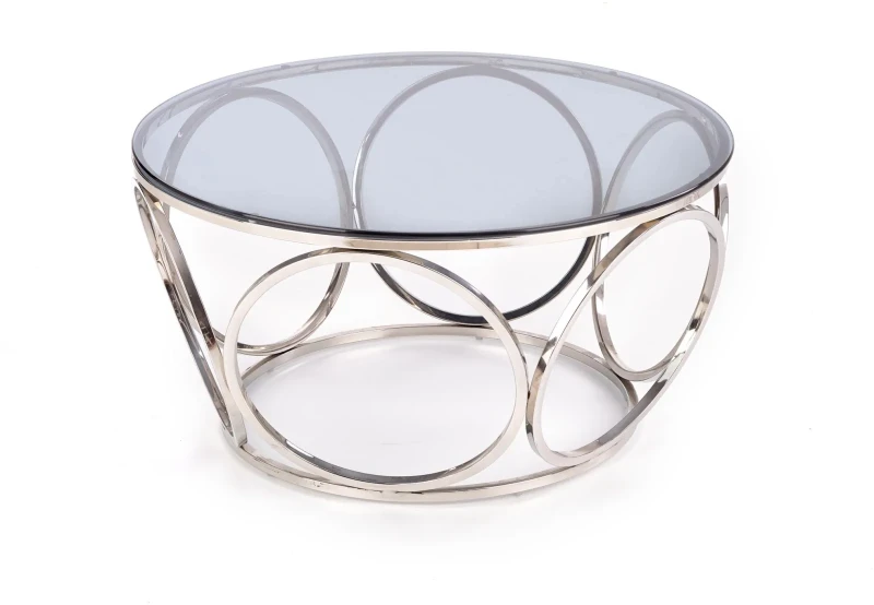 Stolik kawowy Venus 80 cm ława nowoczesna do salonu srebrny/szkło dymione