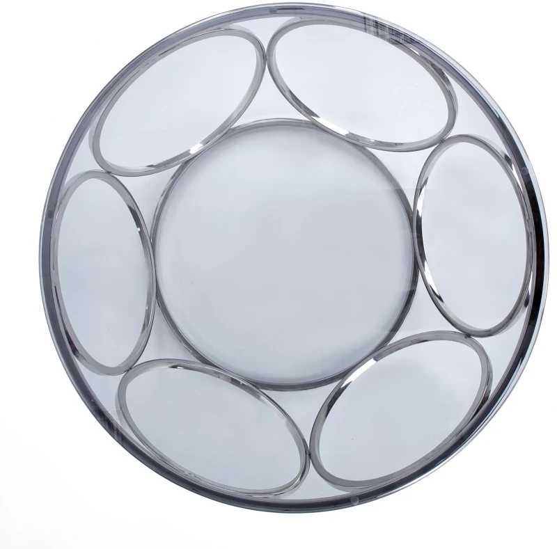 Stolik kawowy Venus 80 cm ława nowoczesna do salonu srebrny/szkło dymione