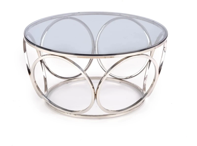 Stolik kawowy Venus 80 cm ława nowoczesna do salonu srebrny/szkło dymione