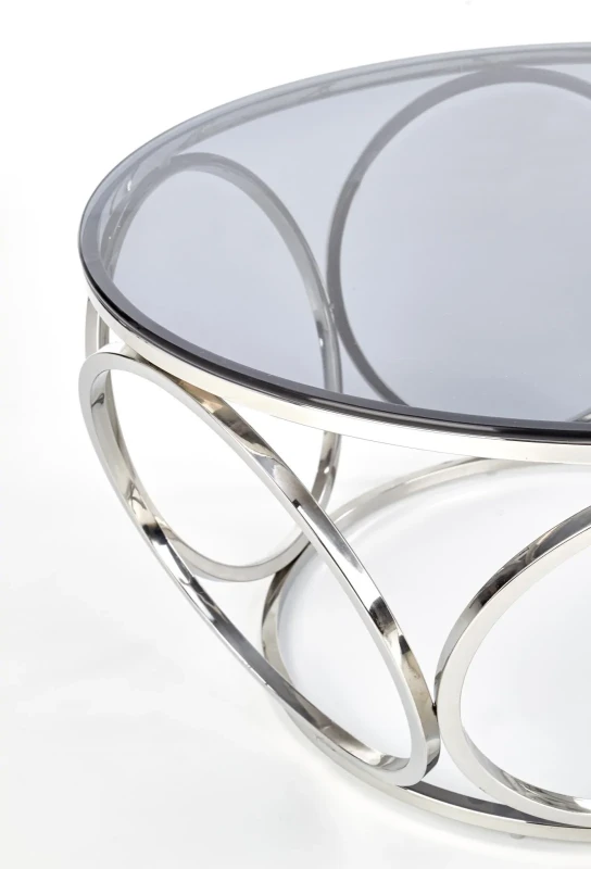 Stolik kawowy Venus 80 cm ława nowoczesna do salonu srebrny/szkło dymione