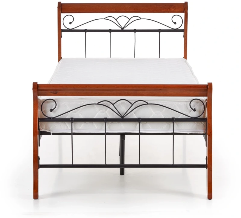 Łóżko drewniane Veronica 90x200 cm do pokoju młodzieżowego czereśnia antyczna/czarny