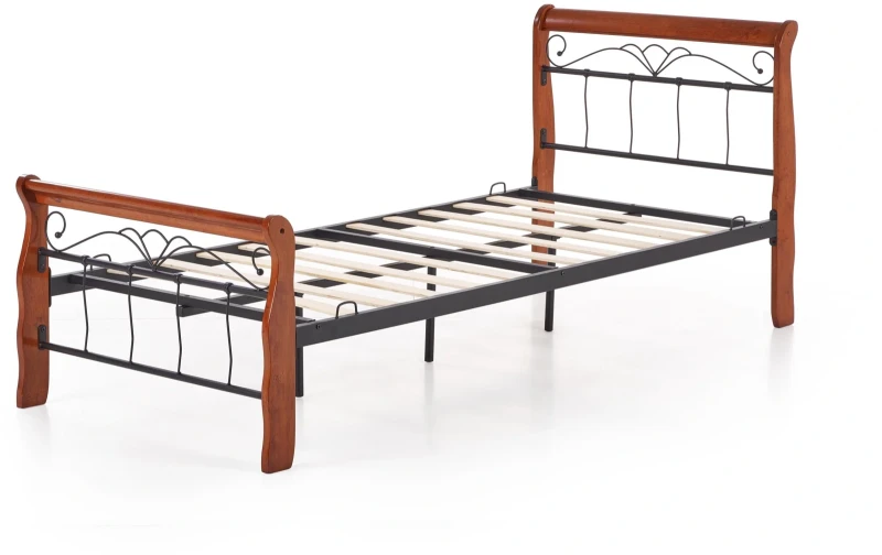 Łóżko drewniane Veronica 90x200 cm do pokoju młodzieżowego czereśnia antyczna/czarny