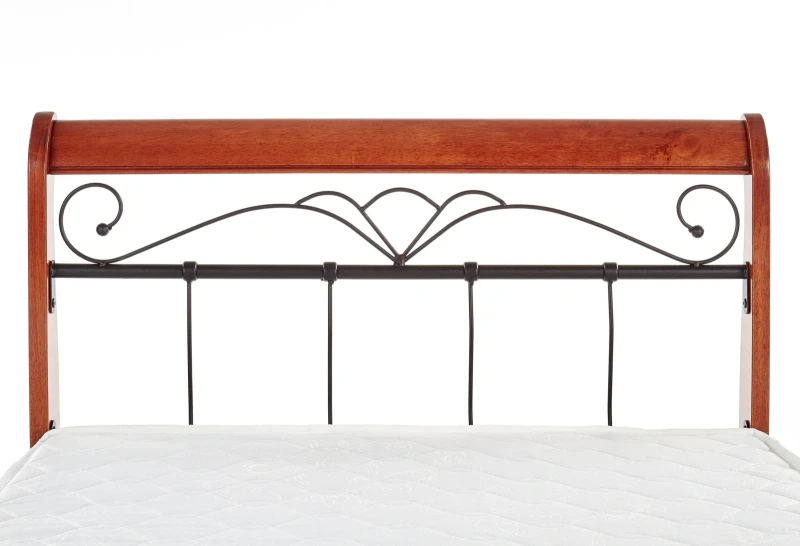 Łóżko drewniane Veronica 90x200 cm do pokoju młodzieżowego czereśnia antyczna/czarny