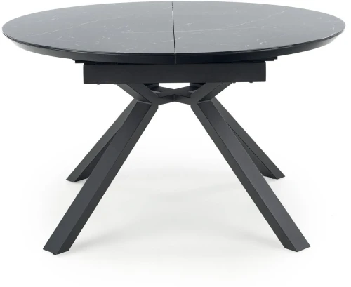 Stół rozkładany Vertigo 130-180 cm okrągły do jadalni czarny marmur/czarny