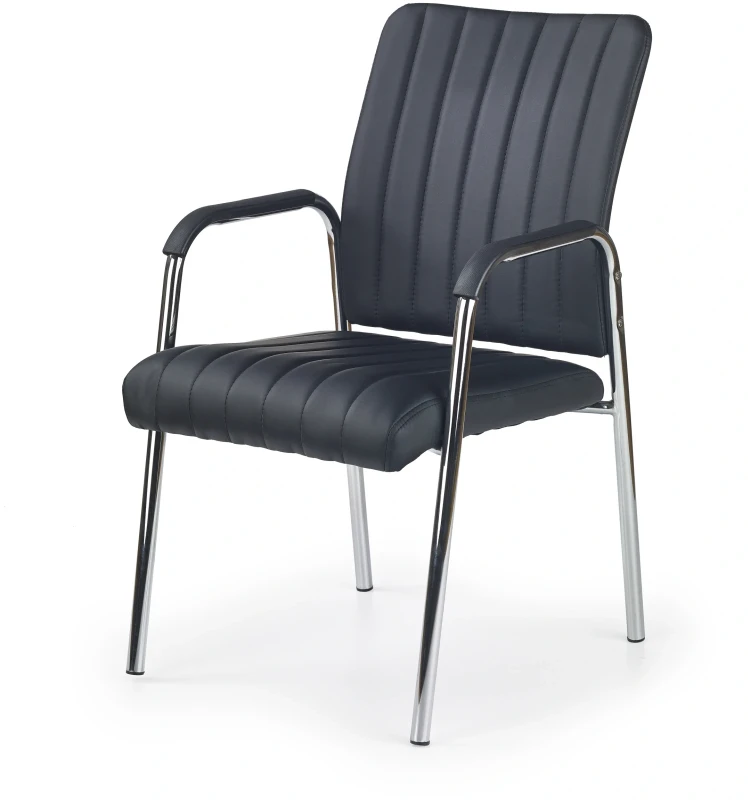 Fotel konferencyjny Vigor 53 cm nowoczesne krzesło z ekoskóry do biura czarny
