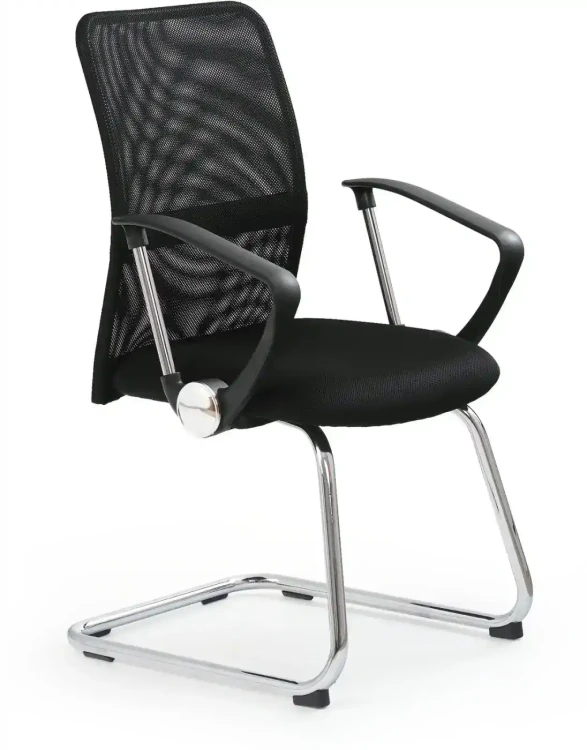 Fotel konferencyjny Vire Skid 58 cm z tkaniny membranowej do biura czarny