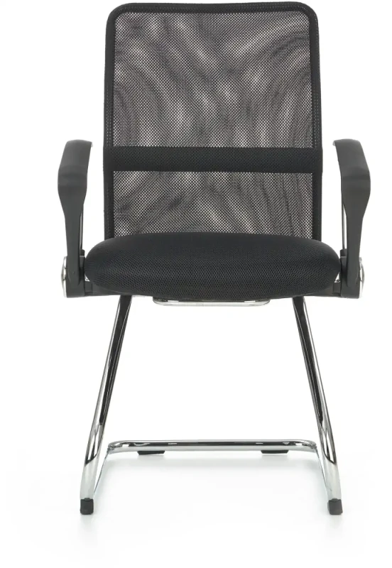 Fotel konferencyjny Vire Skid 58 cm z tkaniny membranowej do biura czarny