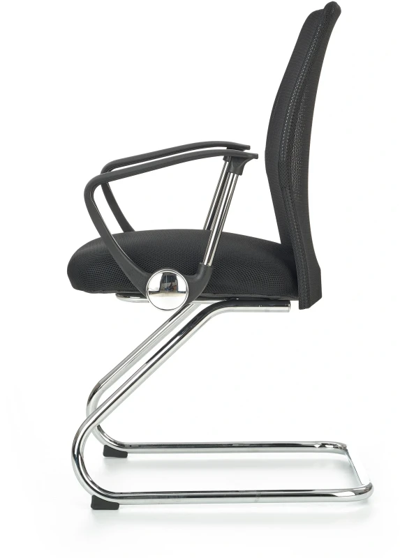 Fotel konferencyjny Vire Skid 58 cm z tkaniny membranowej do biura czarny