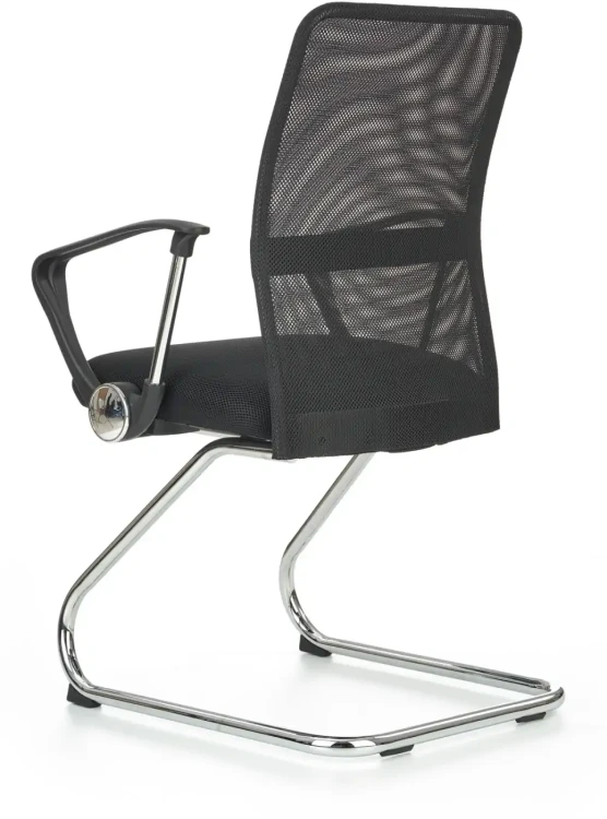 Fotel konferencyjny Vire Skid 58 cm z tkaniny membranowej do biura czarny