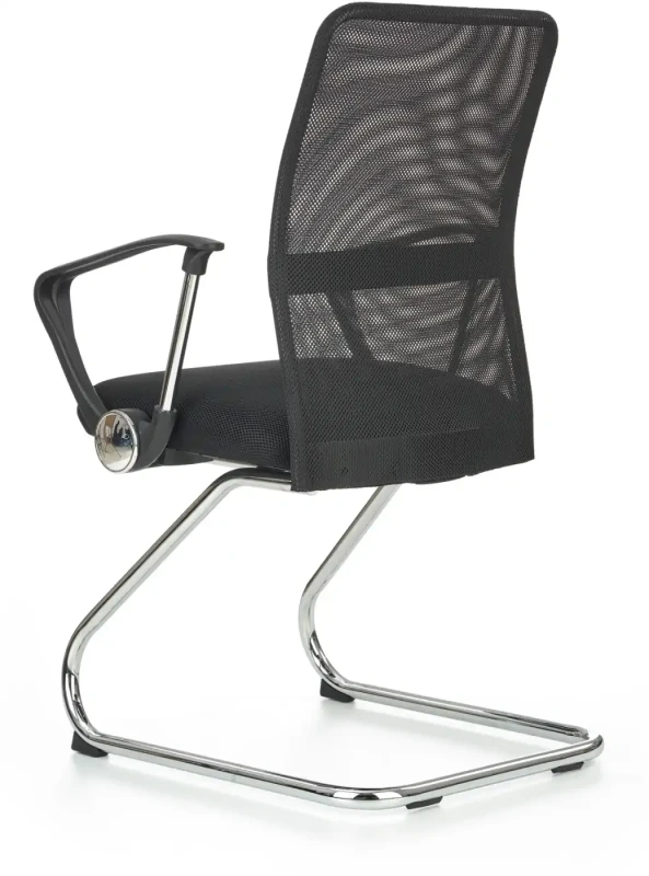 Fotel konferencyjny Vire Skid 58 cm z tkaniny membranowej do biura czarny