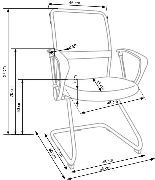 Fotel konferencyjny Vire Skid 58 cm z tkaniny membranowej do biura czarny