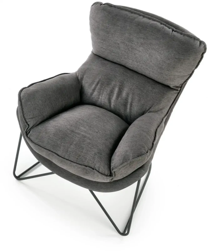 Fotel wypoczynkowy Volker 75 cm tapicerowany nowoczesny do salonu ciemny popiel / czarny