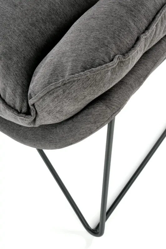 Fotel wypoczynkowy Volker 75 cm tapicerowany nowoczesny do salonu ciemny popiel / czarny