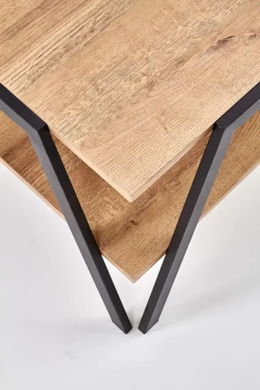 Stolik kawowy Volta 113 cm ława loftowa do salonu czarny / dąb złoty