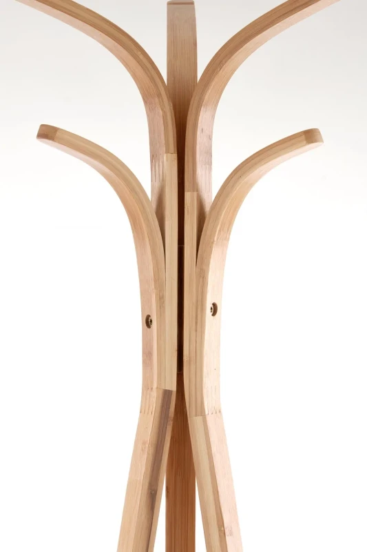 Wieszak na ubrania W63 stojący z bambusowego drewna litego do przedpokoju naturalny