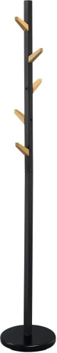 Wieszak na ubrania W66 stojący do przedpokoju czarny metal/naturalne drewno lite