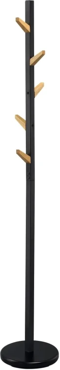Wieszak na ubrania W66 stojący do przedpokoju czarny metal/naturalne drewno lite