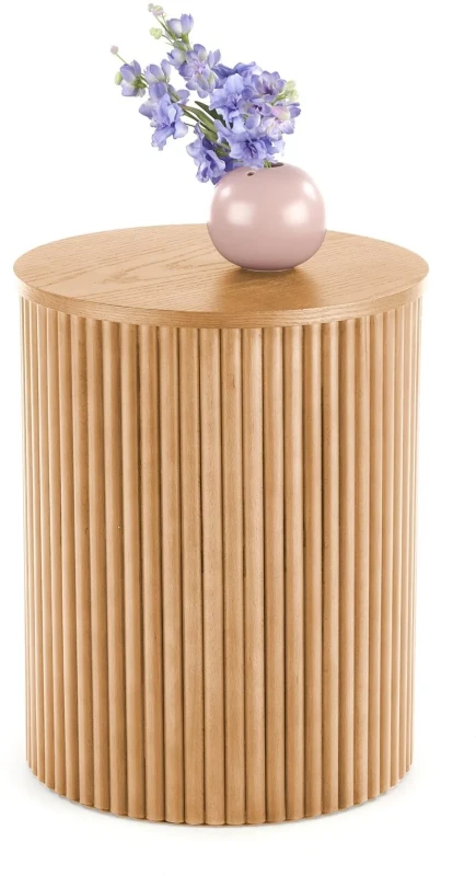 Stolik kawowy Woody-S 40 cm okrągły stelaż z litego drewna naturalny