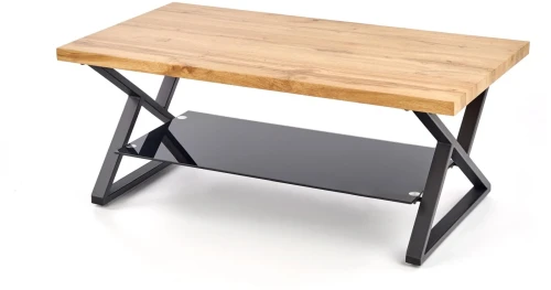 Ława stolik kawowy Xena Prostokąt 110 cm z półką czarny / dąb naturalny