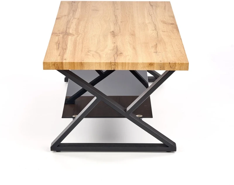 Ława stolik kawowy Xena Prostokąt 110 cm z półką czarny / dąb naturalny