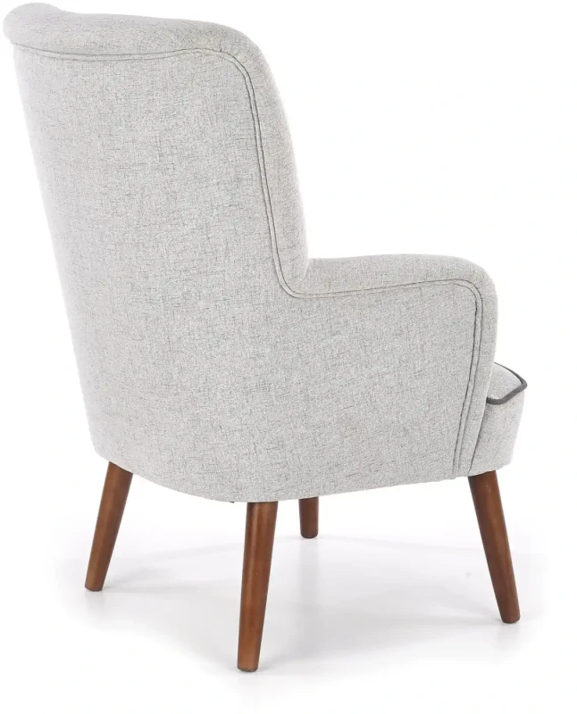 Fotel tapicerowany Bishop z drewnianymi nogami jasny popiel