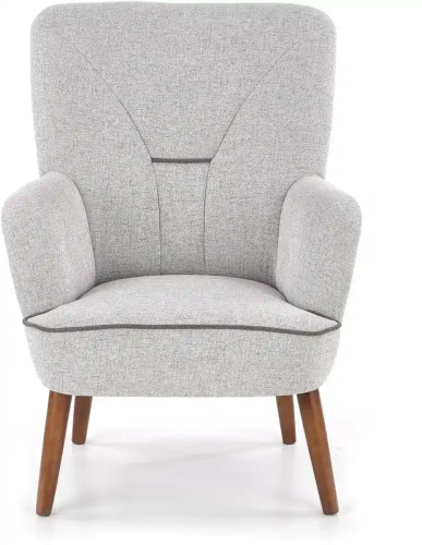 Fotel tapicerowany Bishop z drewnianymi nogami jasny popiel