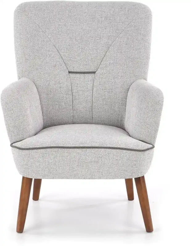 Fotel tapicerowany Bishop z drewnianymi nogami jasny popiel