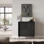 Komoda wysoka Bullet 100 cm w stylu glamour do salonu czarny/złoty