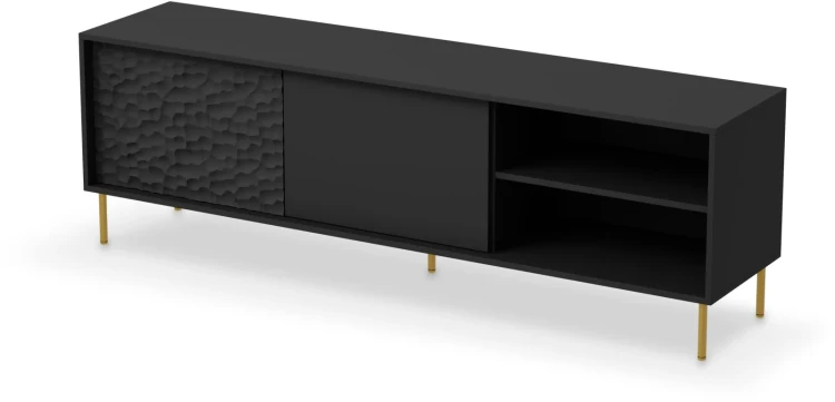 Szafka stolik pod telewizor Bullet RTV-1 180 cm czarny mat ze złotymi nogami