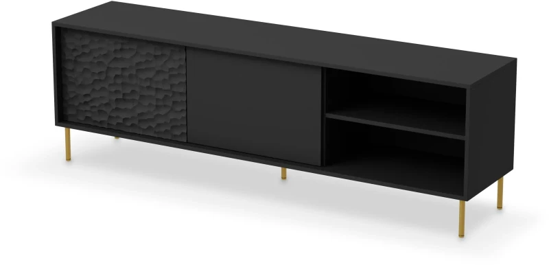 Szafka stolik pod telewizor Bullet RTV-1 180 cm czarny mat ze złotymi nogami