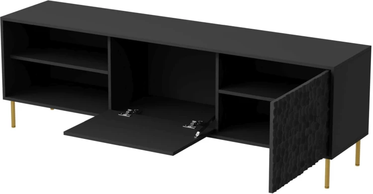 Szafka stolik pod telewizor Bullet RTV-1 180 cm czarny mat ze złotymi nogami