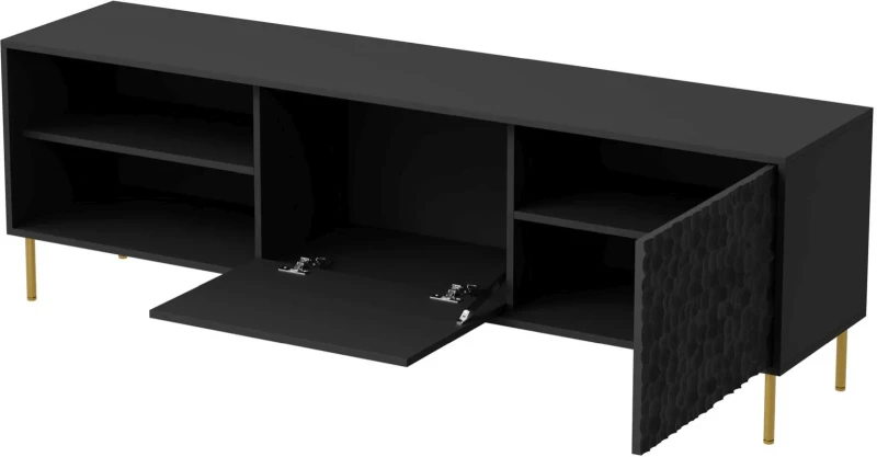 Szafka stolik pod telewizor Bullet RTV-1 180 cm czarny mat ze złotymi nogami