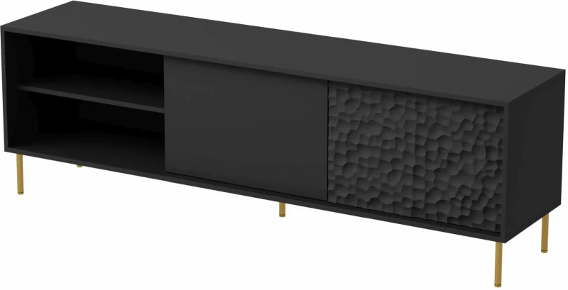 Szafka stolik pod telewizor Bullet RTV-1 180 cm czarny mat ze złotymi nogami