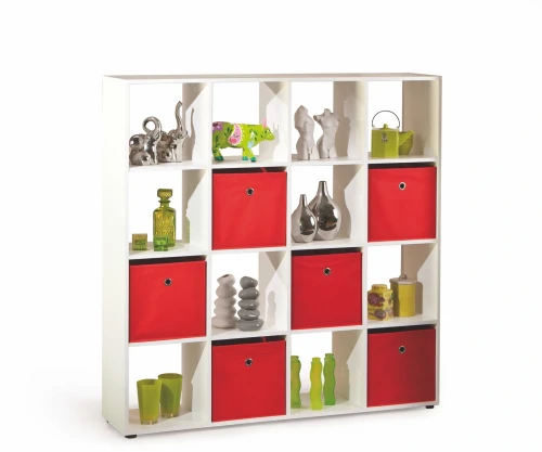 Regał otwarty Caboto 139 cm kwadratowy z 16 przegrodami do salonu biały