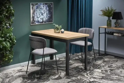 Stół Cobalt 120 cm w stylu loftowym do jadalni dąb wotan/czarny